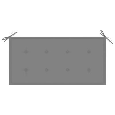 vidaXL Градинска пейка със сиво шалте, 112 см, тик масив