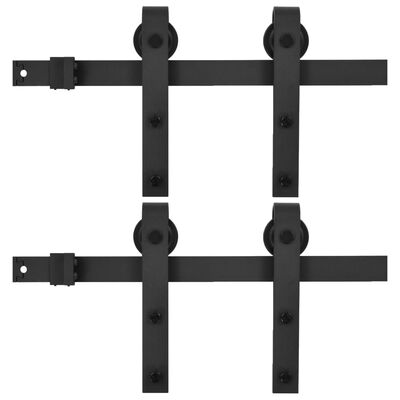 vidaXL Механизми за плъзгаща врата, 2 бр, 183 см, стомана, черни