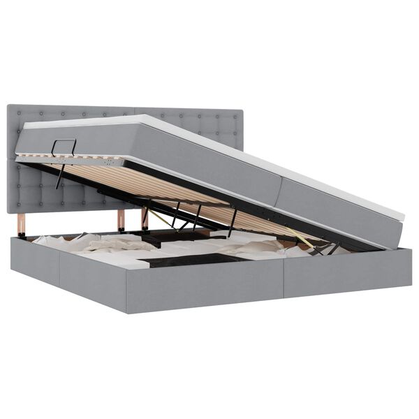 vidaXL Легло с място за съхранение и LED с LED Светлосиво 200 x 200 cm