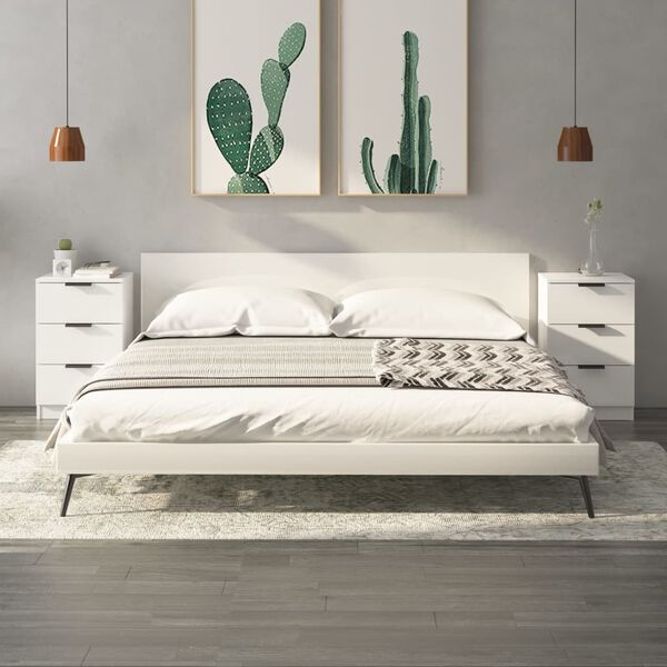 vidaXL Нощни шкафчета, 2 бр, бял гланц, 40x36x65 см