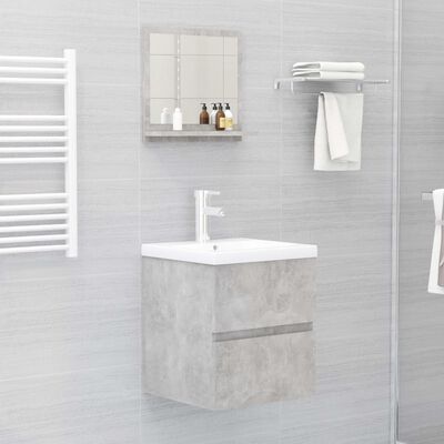 vidaXL Огледало за баня, бетонно сиво, 40x10,5x37 см, ПДЧ