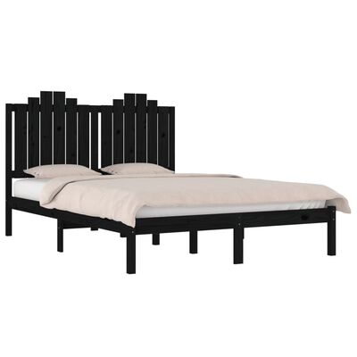 vidaXL Рамка за легло, черна, бор масив, 120х200 см