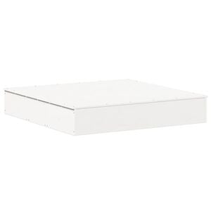 vidaXL Пясъчник с капак бял 111x111x19,5 см бор масив