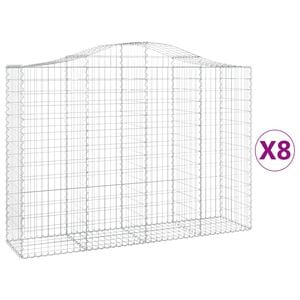 vidaXL Габионни кошници арка 8 бр 200x50x140/160 см поцинковано желязо
