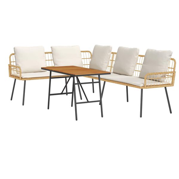 vidaXL Градински Софа Комплект 2 pcs Бежово полиратан