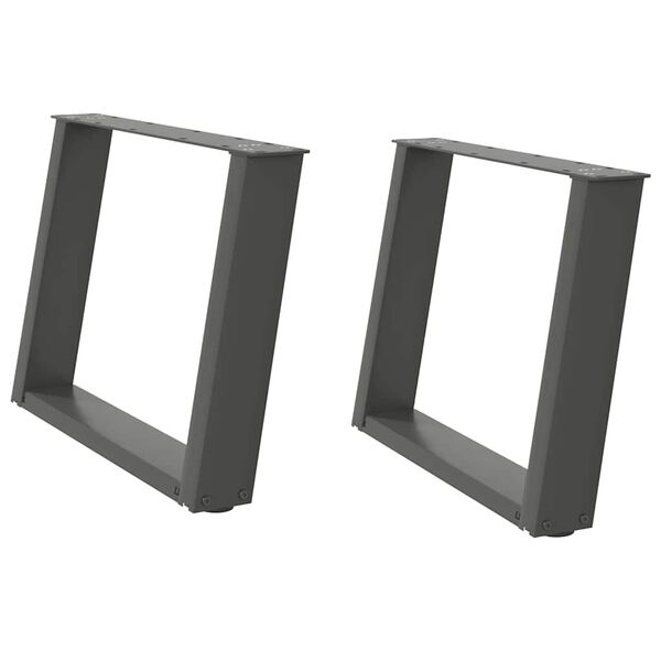 vidaXL Крака за масичка за кафе, U-образни, 2 бр., антрацит, 70 x (42-43) см, стомана