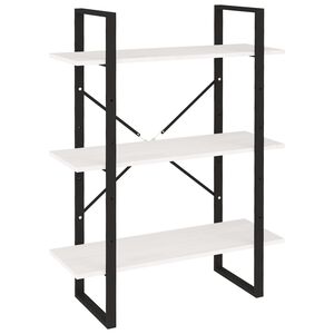 vidaXL 3-етажна библиотека, бяла, 80x30x105 см, борово дърво масив