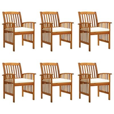 vidaXL Градински трапезни столове 6 бр с възглавници масивна акация