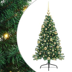 vidaXL Изкуствена коледна елха с подсветка Зелен 120 cm ПВЦ