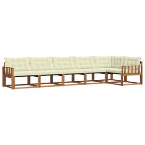 vidaXL Комплект дивани за открито 6 pcs Натурален и Крема