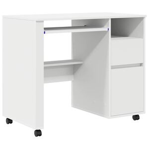 vidaXL Бюро на колела Бяло Инженерна дървесина 91 x 50 x 77 см