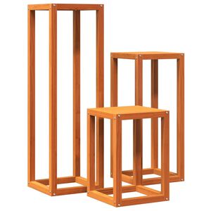 vidaXL Стойки за растения, 3 бр, восъчнокафяво, борово дърво масив