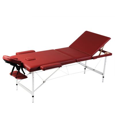 Алуминиева масажна кушетка с 3 зони, цвят: червен