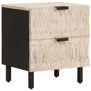 vidaXL Нощен шкаф Бяло 40 x 33 x 46 см Солидно мангово дърво