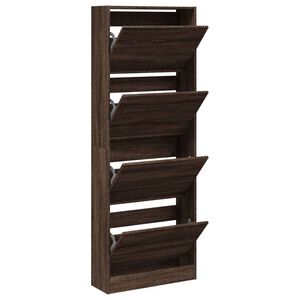 vidaXL Шкаф за обувки, кафяв дъб, 60x21x163,5 см, инженерно дърво