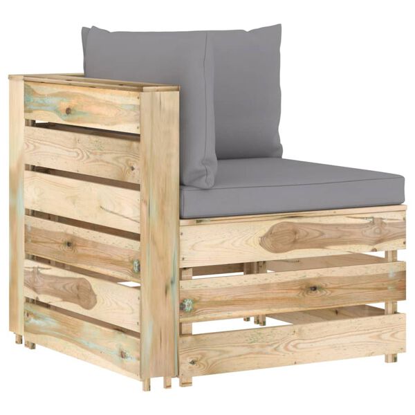 vidaXL Градински комплект от 10 части с възглавници зелена импрегнация