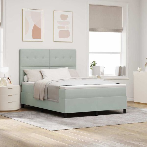 vidaXL LED кутия за пружини с легло Светлосиво 140 x 190 cm Кадифе