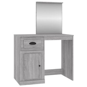 vidaXL Тоалетка с огледало сив сонома 90x50x132,5 см инженерно дърво