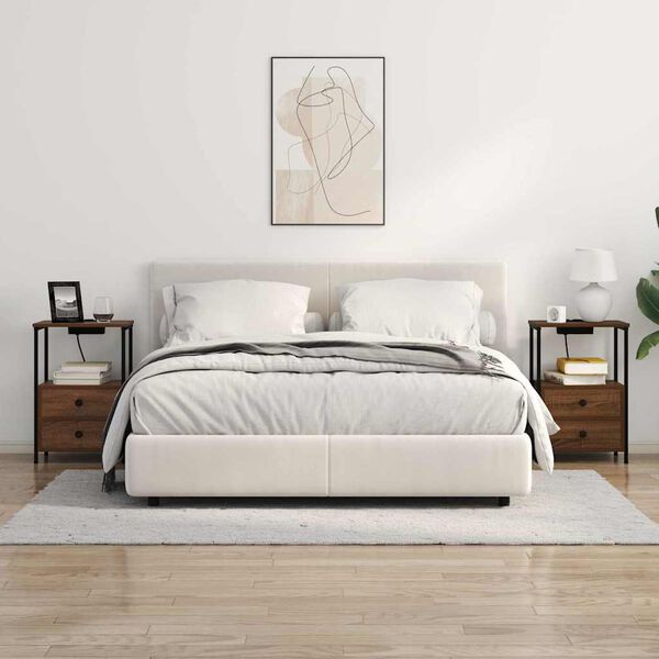 vidaXL Нощен шкаф 2 pcs Кафяв дъб 40 x 31 x 60 см Инженерно дърво