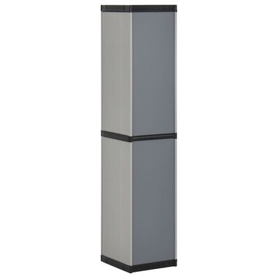 vidaXL Градински шкаф за съхранение с 3 рафта сиво-черен 34x40x168 см