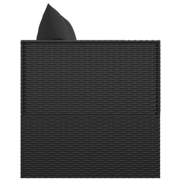 vidaXL Градинско лаундж легло с възглавници, черен полиратан