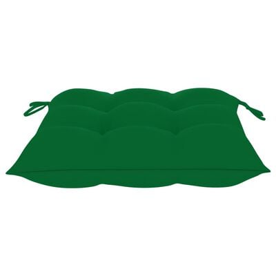 vidaXL Столове Батавия 2 бр със зелени възглавници тиково дърво масив