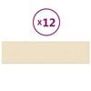 vidaXL Стенни панели, 12 бр, кремави, 60x15 см, плат, 1,08 м²