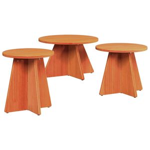 vidaXL Масичка за кафе 3 бр. Кафяво с восъчно покритие 49 x 49 x 30 см