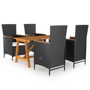 vidaXL Градински трапезен комплект, 5 части, черен