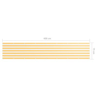 vidaXL Балконски параван, бяло и жълто, 75x400 см, оксфорд плат