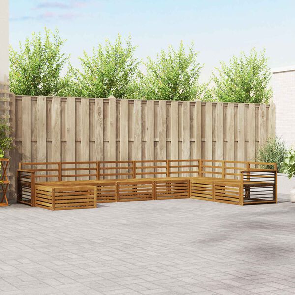 vidaXL Комплекти дивани 8 pcs Естествен Солидно акациево дърво