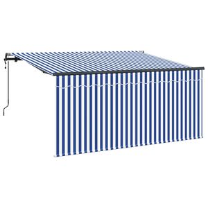 vidaXL Сгъваем навес Синьо и бяло 300 x 200 cm Полиестер и алуминий