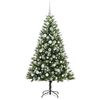vidaXL Изкуствено коледно дърво с панти и пухкав сняг 150 cm