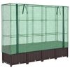 vidaXL Повдигнато легло с оранжерия калъф, ратанов вид, 160x40x138 см