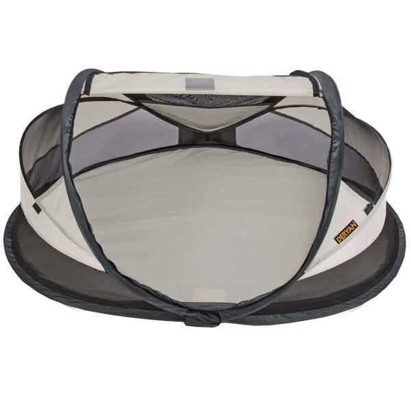 DERYAN Разгъваща се кошара Baby Luxe с мрежа против комари, кремава