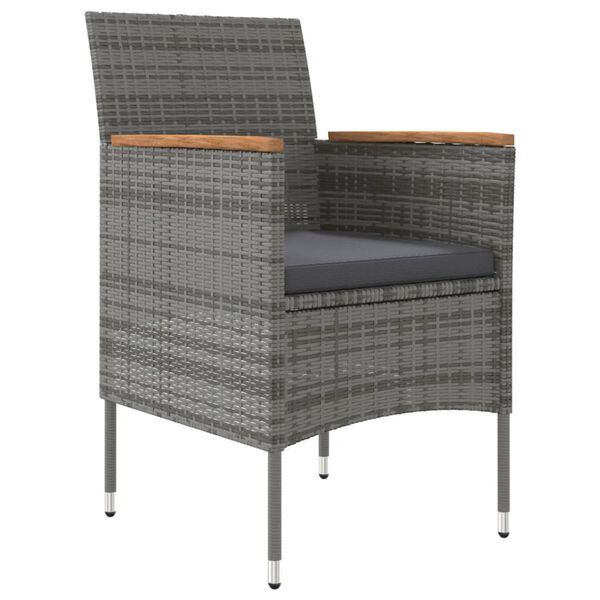 vidaXL Градински трапезен комплект с възглавници 7 части сиво и черно