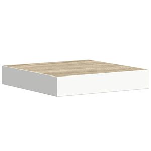 vidaXL Окачен стенен рафт, дъб и бял, 23x23,5x3,8 см, МДФ