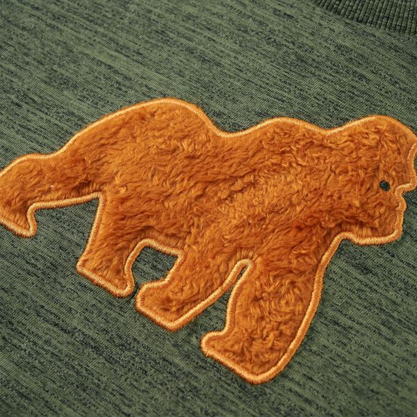 Детска тениска с дълъг ръкав, каки меланж, 140