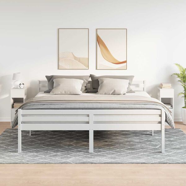 vidaXL Нощни шкафчета, 2 бр, с чекмедже, бяло, 25x31x66 см