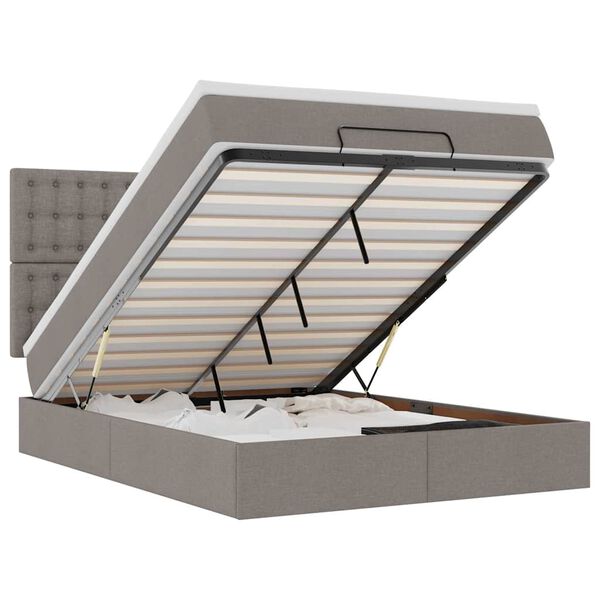 vidaXL Османска легло с матрак и LED, таупе, 140x200 см, плат