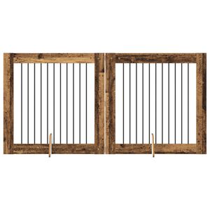 vidaXL Врата за кучета с поставки 2 pcs Старо дърво 100 x 100 cm