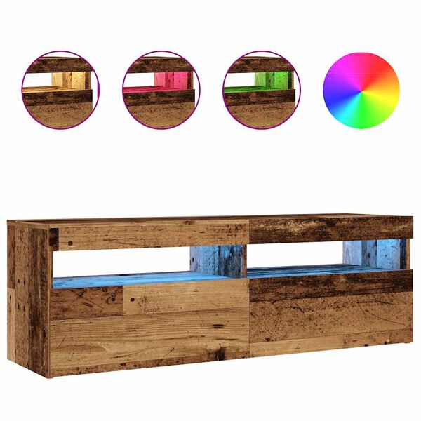 vidaXL ТВ шкаф с LED осветление, 120x35x40 см, инженерно дърво