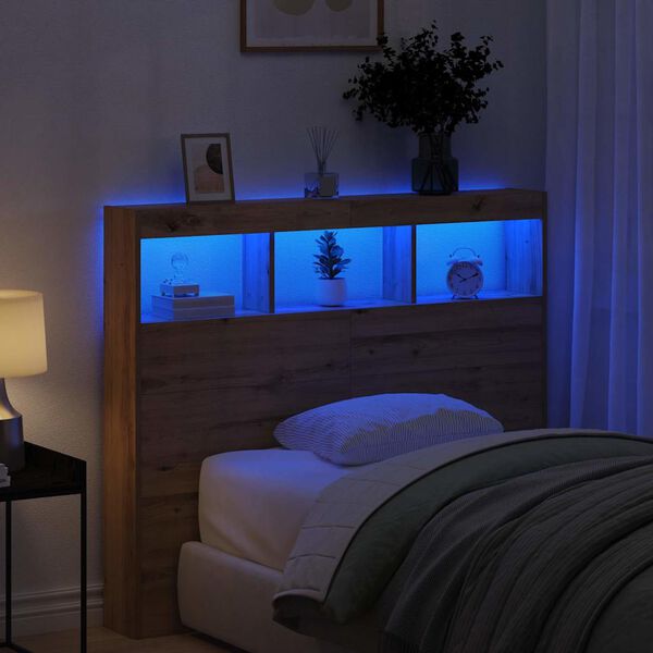 vidaXL Облегалка за глава с рафт Дъб 120 x 17 x 102 cm Инженерно дърво