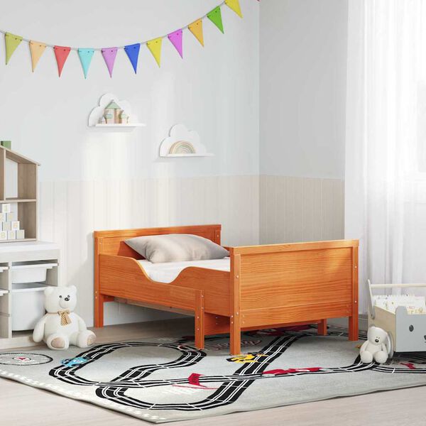 vidaXL Рамка за легло с матрак Кафяво 80 x 200 cm Солидно борово дърво