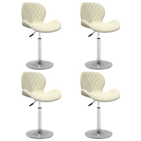 vidaXL Въртящи се трапезни столове, 4 бр, кремави, кадифе