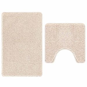 vidaXL Комплект антислип килими за баня 2 pcs Крем ПП