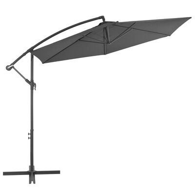 vidaXL Градински чадър, чупещо рамо и алуминиев прът, 300 см, антрацит