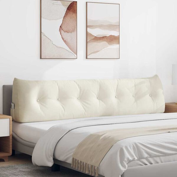 vidaXL Възглавница за гръб Крем 200 x 24 x 50 см Кадифе