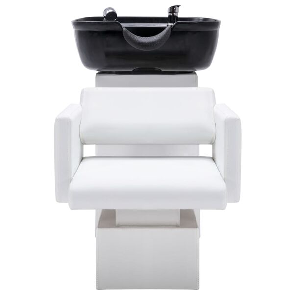 vidaXL Фризьорска мивка със салонни столове от изкуствена кожа