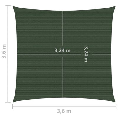 vidaXL Платно-сенник, 160 г/м², тъмнозелено, 3,6x3,6 м, HDPE